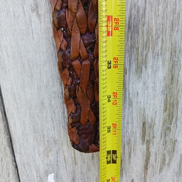 Handmade Size XS/S Leather Woven Belt Wood Buckle Made in Mexico Western - Picture 5 of 7